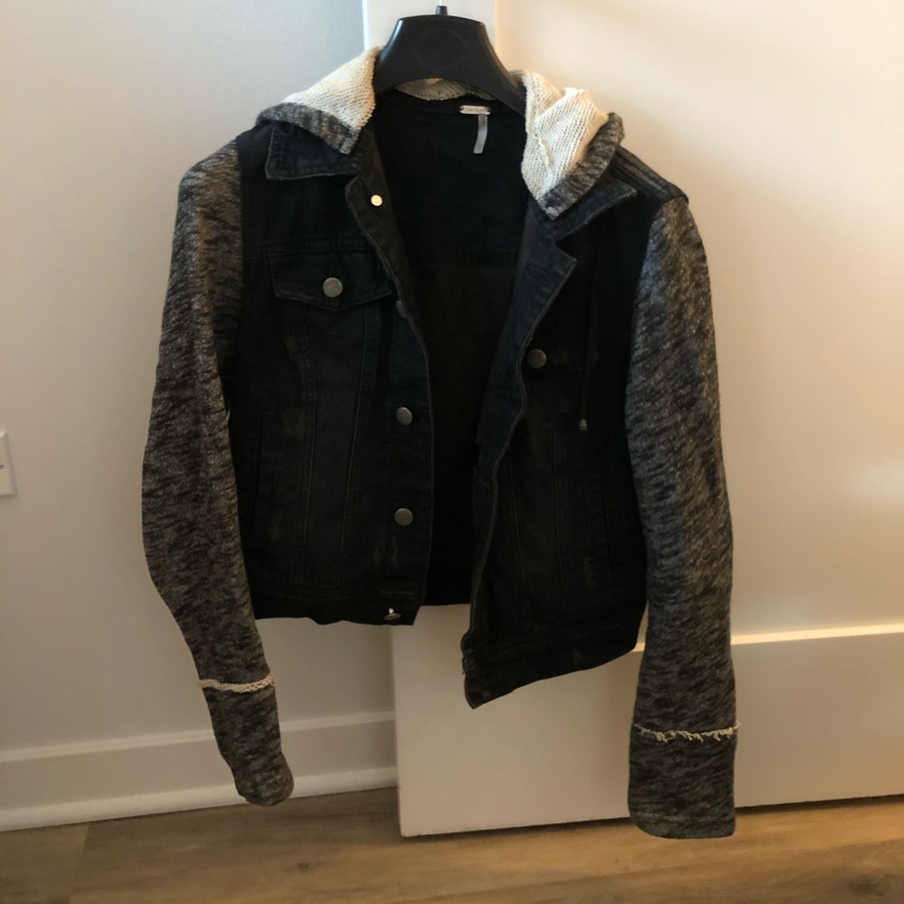 Free People Demin Hooded Coat